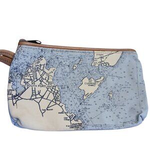 South Portland Maine Harbor Island Map Canvas Wristlet Pouch Pouchette Bag